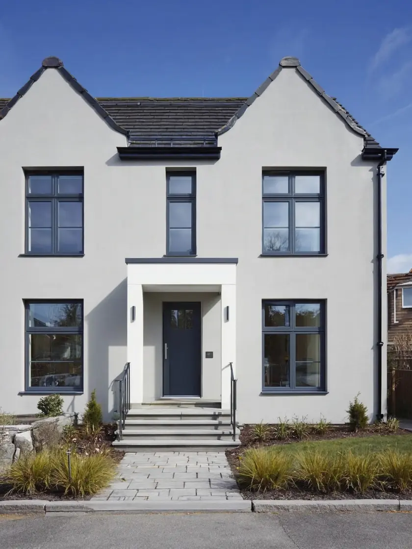 Exterior house painting: modern rendered home
