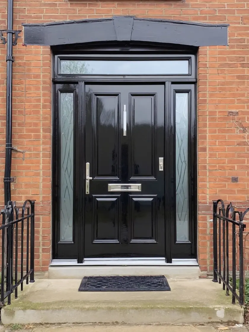 uPVC door spraying: black front door